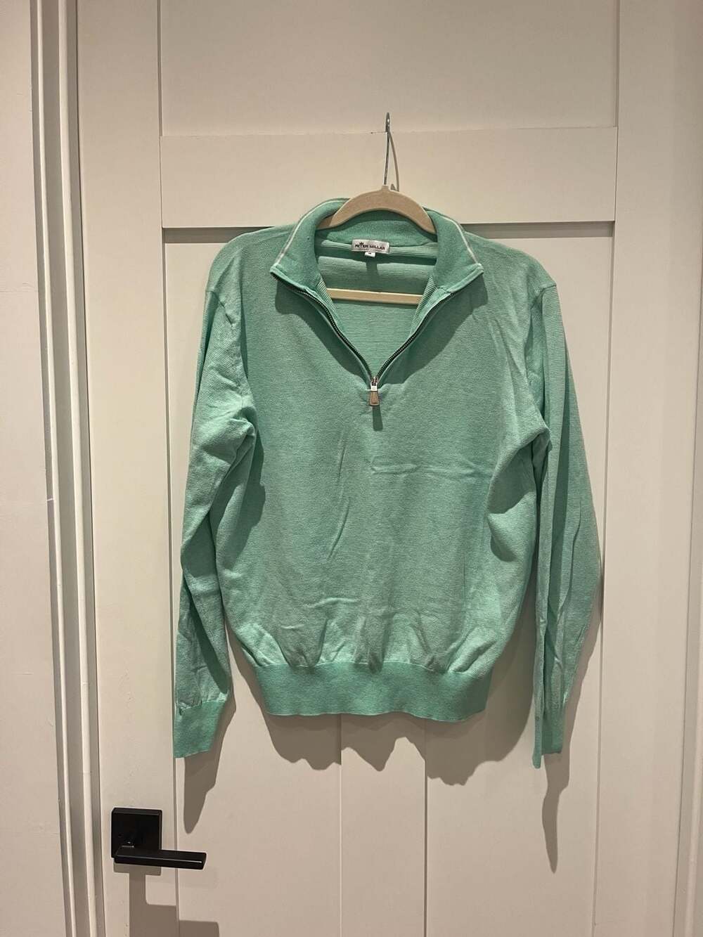 Peter Millar Crown Soft Cotton Silk Cashmere Quarter Zip Sweater Mint Green Size